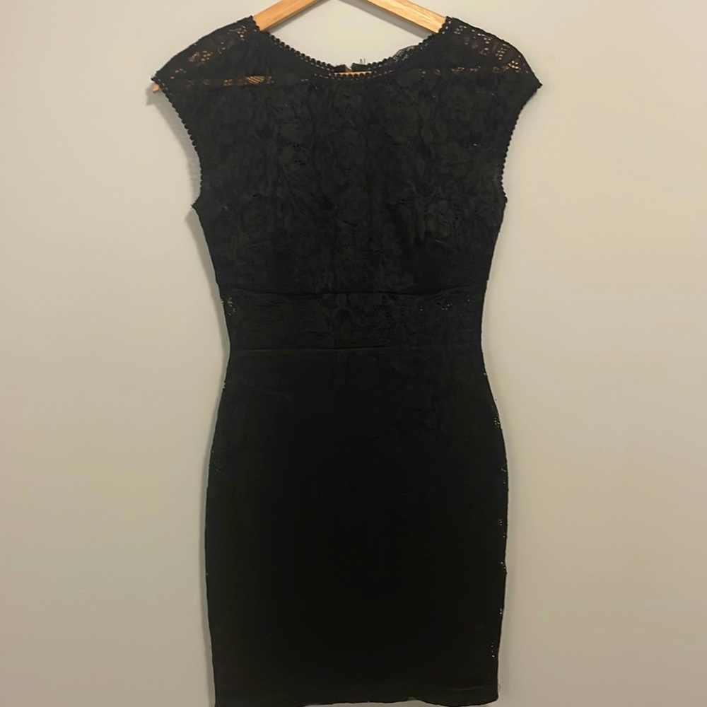 Guess black fitted lace dress. Size S